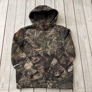 AFTCO Youth Camo Hoodie M 10-12 Mossy Oak Fishing Hunting Face Mask Boys